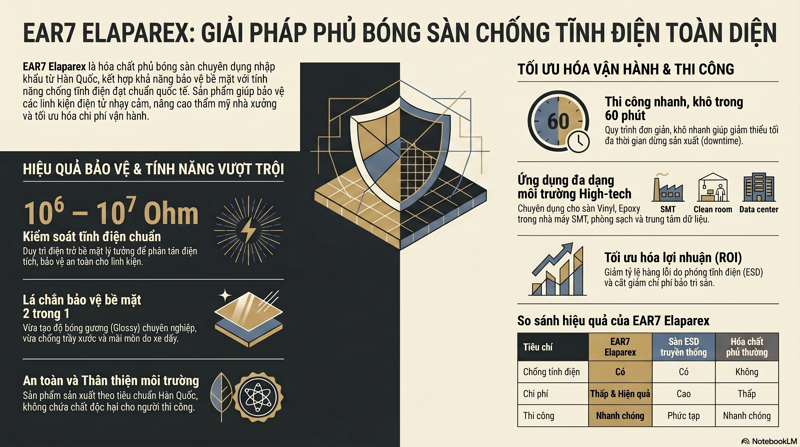 EAR7 Elaparex – Giải Pháp Phủ Bóng Sàn Chống Tĩnh Điện Toàn Diện Cho Nhà Máy Linh Kiện Điện Tử Tại Việt Nam